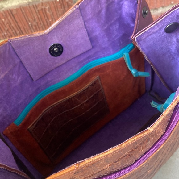 Rare James Culver Leather Croc Embossed Shoulder Bag - Picture 10 of 14